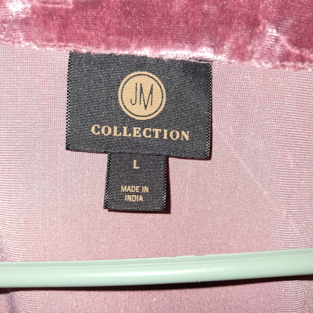 JM Collection Crushed Velvet Cardigan in Mauve - Picture 2 of 3